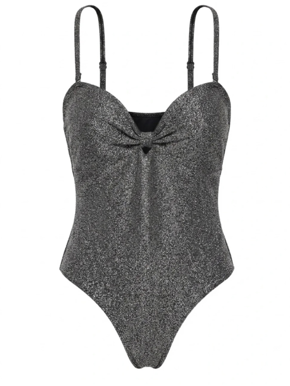 BETSEY JOHNSON Metallic Silver Glitter One-Piece Swimsuit NWT